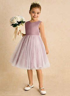 Azazie Esme Robe Demoiselle D'honneur Fillette Robe Princesse en Tulle Arc Rose Poussiéreuse image2