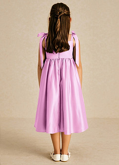Azazie Chelsie vestidos de niña de las flores Vestido de Rosa Caramelo de Satin Mate de Corte En A con Lazo image2