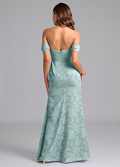 Azazie Saige Bridesmaid Dresses Mist A-Line Off the Shoulder Floral Burnout Convertible Dress image6