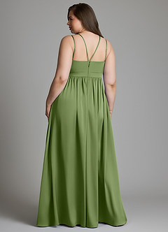 Azazie Emree Robes de demoiselle d'honneur de maternité Robe Trapèze Avec poches Longueur sol Satin extensible image6