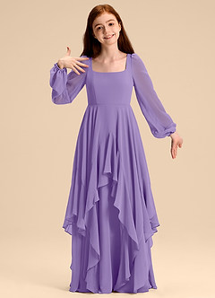 Azazie Clara Junior Tahiti A-Line Blouson Chiffon Dress image3