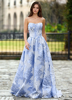 Thalia Sky Blue Enchanted Garden Lace-Up A-Line Prom Dress image4