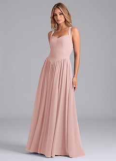 Azazie Francis Bridesmaid Dresses Powder Pink A-Line Corset Chiffon Dress image5