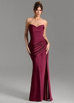 Azazie Zorah Bridesmaid Dresses Burgundy Mermaid Corset Stretch Satin Convertible Dress image3
