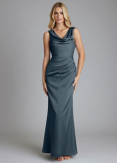 Azazie Tallie Bridesmaid Dresses Twilight Mermaid Pleated Stretch Satin Dress image9