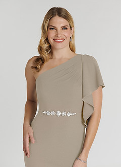 Azazie Pia Mother of the Bride Dresses Taupe Mermaid Pleated Stretch Crepe Dress image5