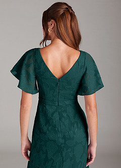 Azazie Ambrosia Bridesmaid Dresses Pine A-Line Pleated Floral Burnout Dress image2