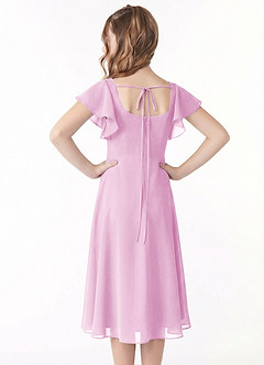 Azazie Bondi Junior Linia A Marszczony Szyfon Długość herbaty Młodsza druhna Sukienka image3