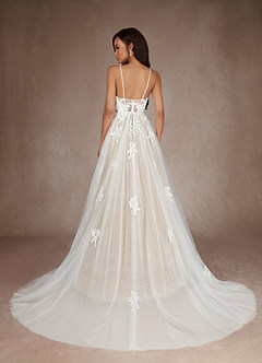 Azazie Yari Wedding Dresses Diamond White Nude A-Line Sequins Tulle Dress image2