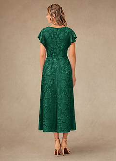 Azazie Vera Mother of the Bride Dresses Emerald A-Line Pleated Floral Burnout Dress image4