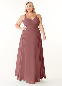 Azazie Janine Bridesmaid Dresses Desert Rose A-Line V-Neck Chiffon Dress image6