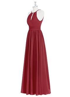 Azazie Cherish Bridesmaid Dresses Pomegranate A-Line Pleated Chiffon Dress image8