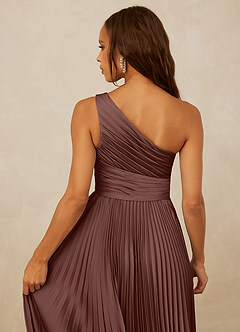 Christian Siriano Bridal for Azazie 1008 Bridesmaid Dresses Espresso A-Line One Shoulder Stretch Satin Dress image6