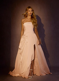 Azazie Brit Trouwjurken Jurk van Stretch Satijn met Baljurk Strapless Engelse Roos image2