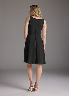 Azazie Shirley Kleider für die Brautmutter A-Linie Schaufel Gefaltet Chiffon Kleid Schwarz image6