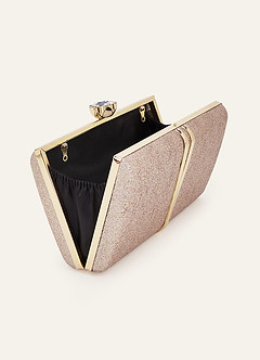 front Glamorous Champagne Gold Clutch