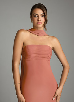 Azazie Saylor Vestidos de damas de honor Vestido de Mai Tai de Gasa de Corte Sirena con Sin tirantes image6