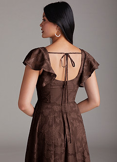 Azazie Bondi Brudepigekjoler En streg Sideslids Blomsterudbrændthed Gulv-længde Kjole image5