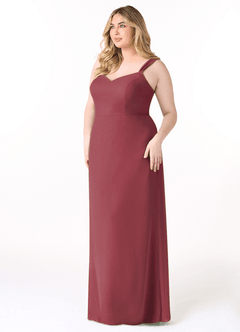 Azazie Denice Vestidos de damas de honor Vestido de Merlot de Gasa de Corte Recto con Plisado image11