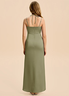 Azazie Nova Junior Pistachio A-Line Pleated Stretch Satin Dress image2