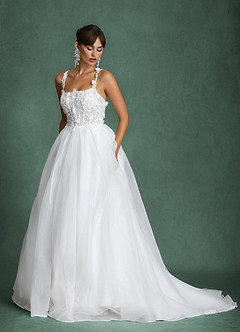 Azazie Gabrielle Wedding Dresses Diamond White Ball-Gown Tulle Dress image8