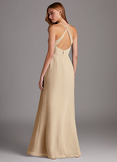 Azazie Manila Abiti da Damigella Abito Tubino in Chiffon con Scollo a V Champagne image2