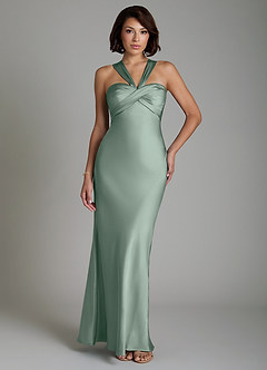 Azazie Zaria Bridesmaid Dresses Agave Mermaid Sweetheart Neckline Stretch Satin Dress image1