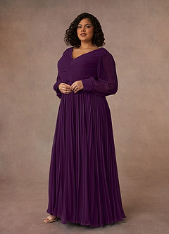 Azazie Zina Mother of the Bride Dresses Grape A-Line Pleated Chiffon Dress image9