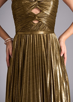Stella Cadente Golden Black A-line Metallic Prom Dress image5