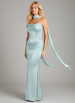 Azazie Sorrel Bridesmaid Dresses Mist Mermaid Strapless Stretch Satin Convertible Dress image1