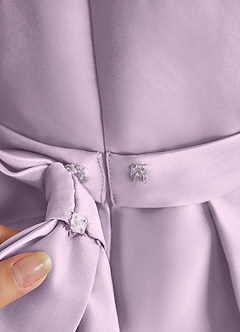 Azazie Princess Flower Girl Dresses Frosted Lilac A-Line Pleated Matte Satin Dress image7