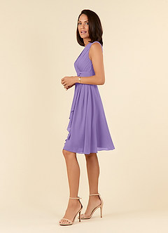 Azazie Theron Mother of the Bride Dresses A-Line V-Neck Pleated Chiffon Knee-Length Dress image3