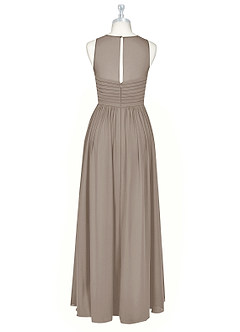 Azazie Nina Bridesmaid Dresses Taupe A-Line Pleated Chiffon Dress image7