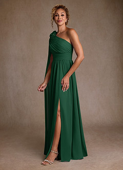 Azazie Lancaster Mother of the Bride Dresses Dark Green A-Line One Shoulder Chiffon Dress image5