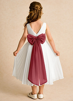 Azazie Margot Flower Girl Dresses Ivory Pomegranate A-Line Pleated Chiffon Dress image1
