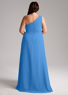 Azazie Brooke Bridesmaid Dresses Blue Jay A-Line One Shoulder Chiffon Dress image9