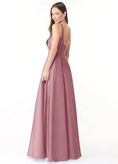 Azazie Neve Bridesmaid Dresses Vintage Mauve Ball-Gown with Pockets Stretch Satin Dress image4