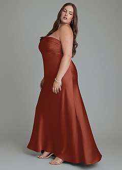 Azazie Saylor Bridesmaid Dresses Auburn Mermaid Strapless Stretch Satin Dress image13