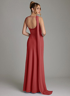 Azazie Jaya Brautjungfernkleider Etui Plissee Chiffon Kleid Rost image2