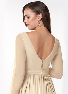 Azazie Teton Vestidos de dama de honra para maternidade Vestir Linha A Manga comprida Comprimento do chão Chiffon image6