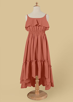 Azazie Karmen Flower Girl Dresses Clay A-Line Ruched Chiffon Dress image6