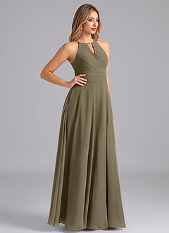 Azazie Denver Vestidos de madrinha de casamento Vestido Salgueiro Verde de Chiffon de Linha A com Plissado image4