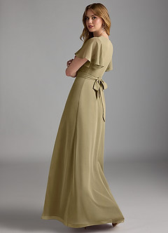 Azazie Zaniah Bridesmaid Dresses Moss Green A-Line Chiffon Dress image7