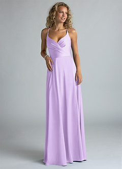 Azazie Davis Brautjungfernkleider A-Linie Plissee Stretch-Satin Kleid Flieder image4