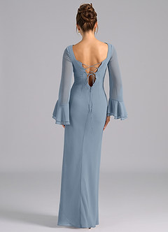 Azazie Leone Abiti da Damigella Abito Sirena in Chiffon Corsetto Blu Polveroso image6