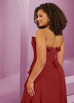 Barbie ♥ Azazie Jurken voor bruidsmeisjes Jurk van Chiffon met A-Lijn Sweetheart Halslijn Roest image9