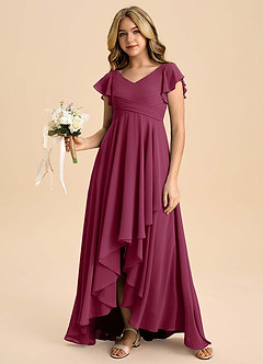 Azazie Caria Junior Mulberry A-Line Pleated Chiffon Dress image6