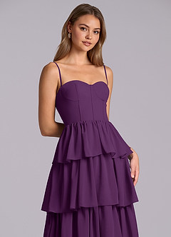 Azazie Faye Robes de demoiselle d'honneur Robe Trapèze en Mousseline de soie Encolure en Forme de Cœur Grain De Raisin image2