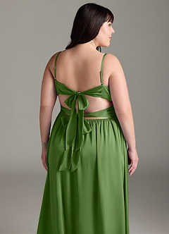 Azazie Zeya Koszorúslány ruhák Sorba áll Rakott Stretch szatén Padlóhosszúság Ruha image15