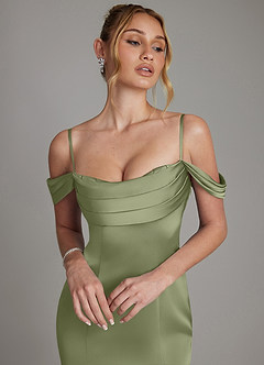 Azazie Nira Bridesmaid Dresses Garden Sage Mermaid Corset Stretch Satin Dress image3